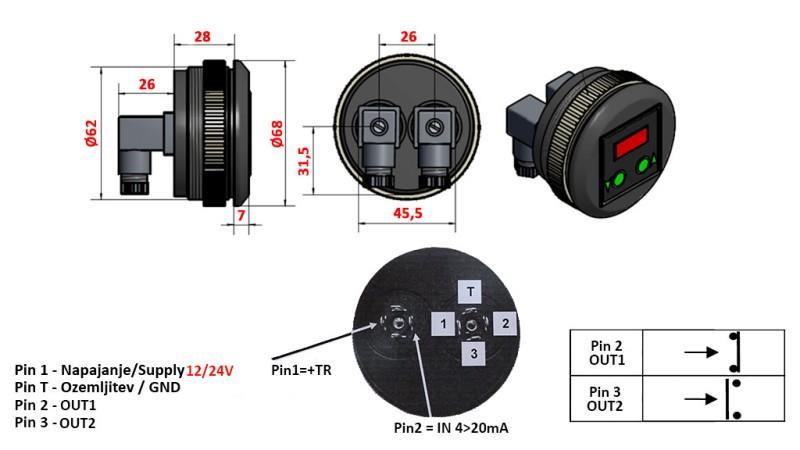 ELEKTRONINIS SLĖGIO JUNGIKLIS SU MANOMETRU KD59 0-400 BAR