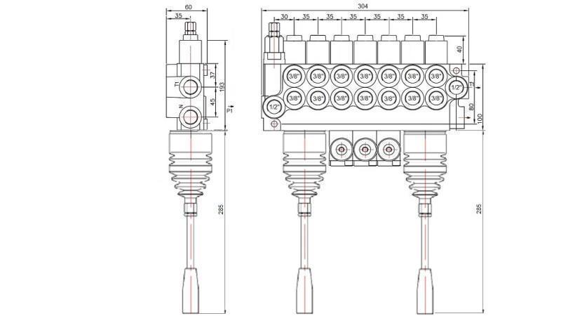 HID. VENTTIILI 7xP40 2x JOYSTICK
