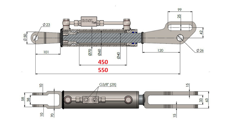 2TON. HYDRAULINEN TYÖNTÖVARSI FORK 60/40-100 (450MM-550MM)