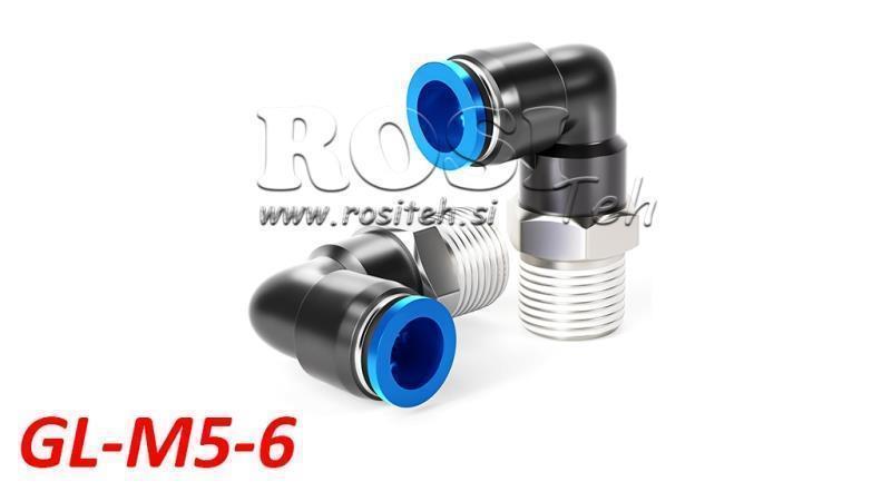 PNEUMATIC PLUG ANGLE CONNECTOR TPA WITH THREAD GL-M5-6