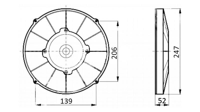 VENTILATORE ASSIALE 225mm SPINGERE 24V