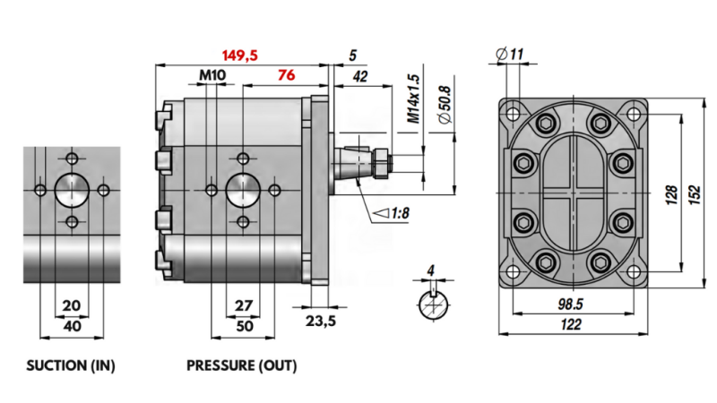 POMPA IDRAULICA GR.3 51 CC DESTRA - FLANGE