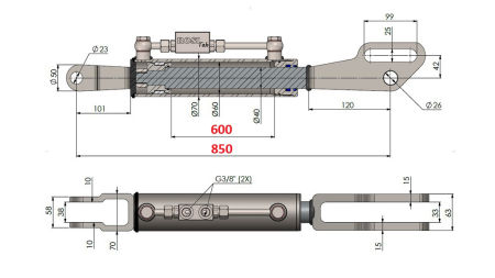 2TON. SEITLICHE HUBSTREBENVERSTELUNG FORK 60/40-250 (600mm-850mm)