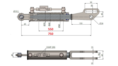 2TON. 3° POINT HYDRAULIQUE POINT 60/40-200 (550MM-750MM)