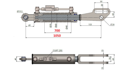 2TON. HYDRAULIC TOP LINK POINT 60/40-350 (700MM-1050MM)