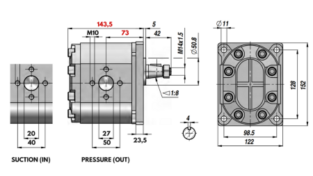 HYDRAULIK PUMPE GR.3 43 CC LINKS - FLANSCH