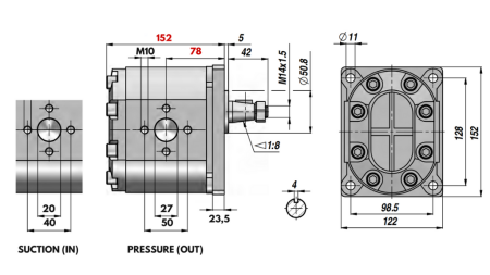 HYDRAULIKPUMPE GR.3 55 CC HØJRE - FLANGER