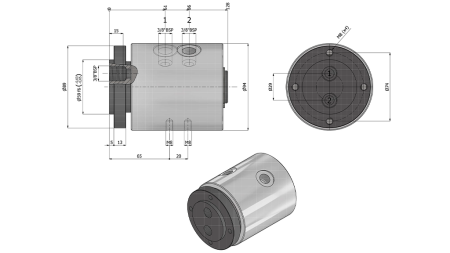 CONNESSIONE IDRAULICO GIREVOLE 2WAY IH2037-GY6LS 3/8 30L/min 350rpm 350BAR