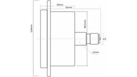 MANOMETER DN100 REAR 0 - 4 BAR - 1/2