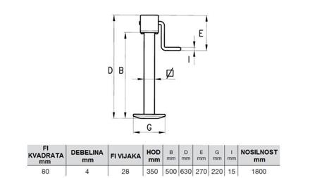 GAMBA DI SUPPORTO FILETTATA350MM - 1800KG