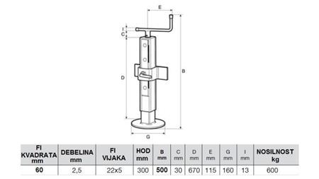 GAMBA DI SUPPORTO FILETTATA REGOLABILE 300MM - 600KG